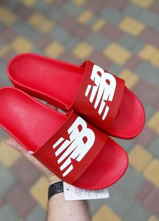 New balance шльопки шльопанці жіночі червоні літні весняні шкіра шкіряні легкі на пінці відмінна якість