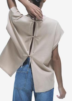 Футболка бежева із завʼязками zara new