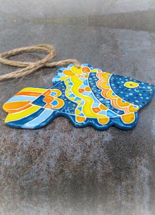 Керамическая плакетка на стену рыба