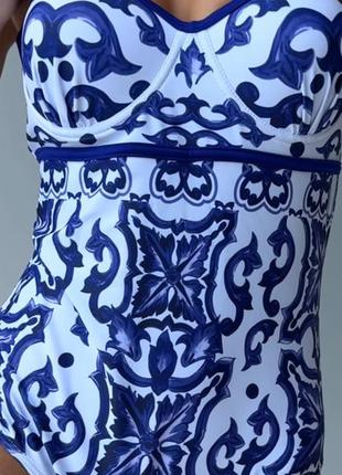 Наложка женский слитный купальник + парео белый в стиле бохо арт 1541