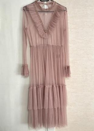 Сукня рожева пудрова прозора