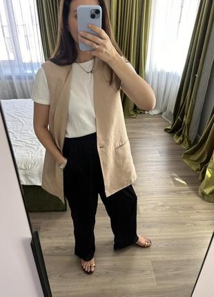 Костюмний жилет з льону zara з підплячниками