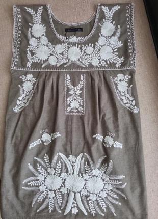 Платье туника с вышивкой zara