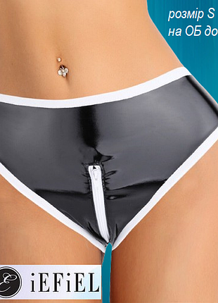 Лаковые трусы стрипы с доступом на молнии латексные виниловые бразилианы макси стринги бикини iefiel
