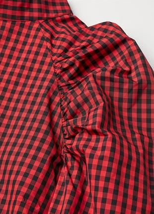 Блуза блузка лонгслів h&m червоний чорний в клітинку батал2 фото