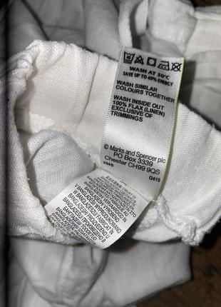 Білі лляні брюки широкі штани з льону m&s белье льняные брюки штаны с льна широкие брюки 100% лён3 фото