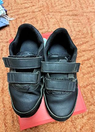 Стильные черные кроссовки на липучках пума puma оригинал для мальчика3 фото