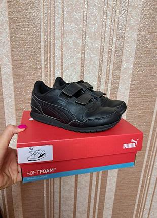 Стильные черные кроссовки на липучках пума puma оригинал для мальчика