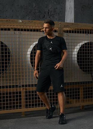 Комплект чоловічий jordan чорний: футболка + шорти + бананка
