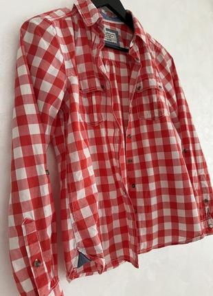 Рубашка в клетку размер м красного цвета 🤍3 фото