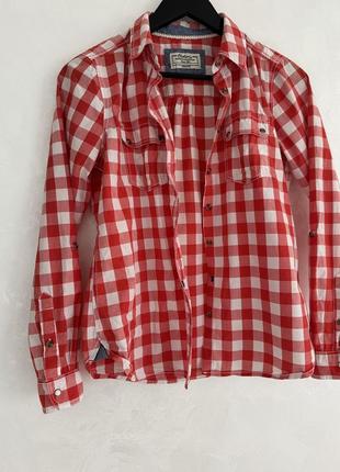 Рубашка в клетку размер м красного цвета 🤍4 фото