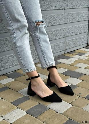 Туфли женские черные на каблуке5 фото