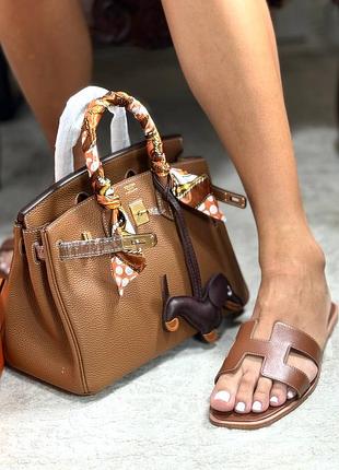 Сумка женская кожаная рыжая деловая брендовая 25 см birkin