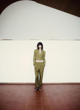 Льняные хаки брюки zara new