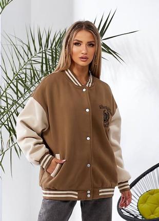 Бомбер куртка регбі кофта толстовка спортивна олімпійка на кнопках з нашивкою колір...