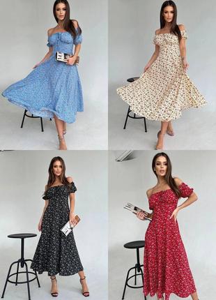 🌈4! шикарна жіноча сукня в квіти міді червона червоний красное женское платье...