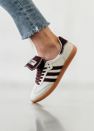 Женские кроссовки adidas samba x wales bonner white bordo 36-37-38-39-40-41