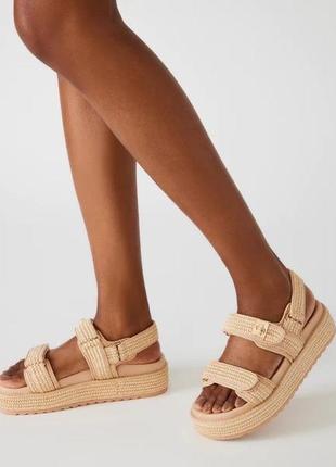 Босоніжки steve madden bigmona natural raffia босоножки