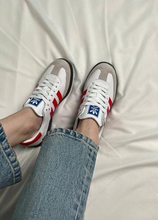 Кросівки adidas samba white red7 фото