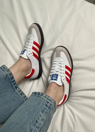 Кросівки adidas samba white red2 фото