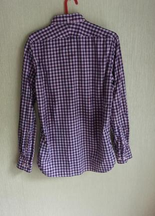 Клетчатая фиолетовая рубашка оверсайз мужская или унисекс картата вільна сорочка темна...