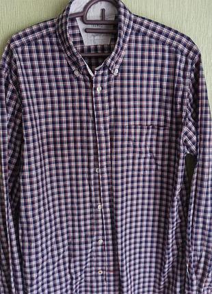 Клетчатая фиолетовая рубашка оверсайз мужская или унисекс картата вільна сорочка темна...