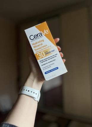 Cerave hydrating mineral sunscreen for face with sheer tint spf 30.1 фото