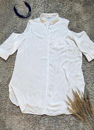 Белая рубашка из натуральной ткани удлиненная рубашка оверсайз блуза из вискозы