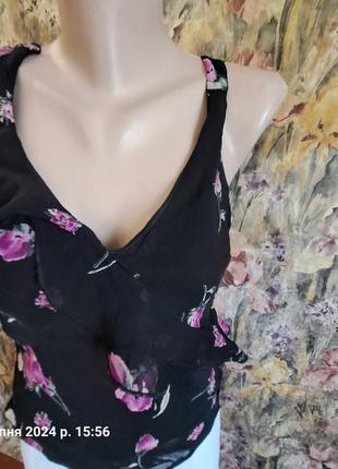 Шифонова блузка-топ з воланом