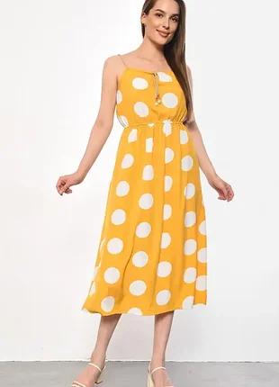 Сарафан на бретелях з в горох сукня