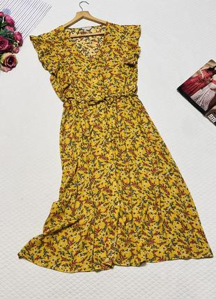 Шикарне плаття з жатої віскози від бренда f&f з рюшами 🌻 тканина жатка легка, м’яка, не просвічуєть