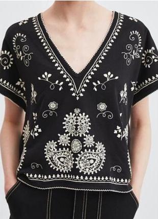 Коттоновая футболка блуза zara