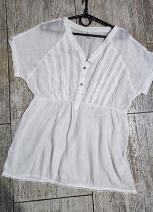 Блузка блуза легкая прозрачная невесомая белая хлопок