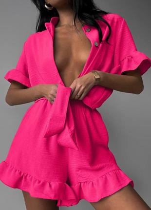 Костюм тройка лето рубашка топ и шорты