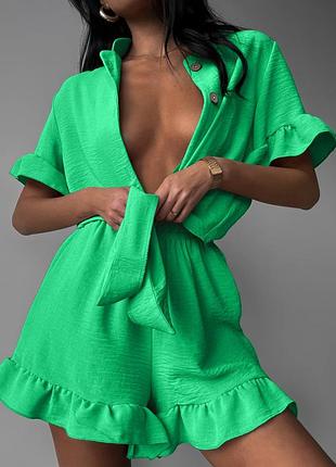 Костюм тройка лето рубашка топ и шорты