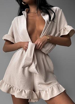 Костюм тройка лето рубашка топ и шорты