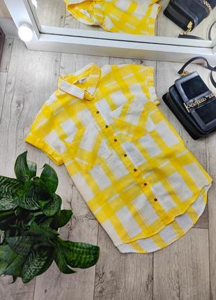 Стильная яркая рубашка в клетку оверсайз с нагрудными карманами на пуговицах next.