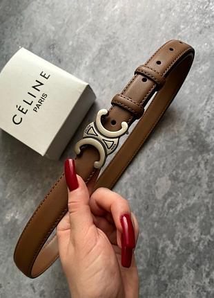 Жіночий шкіряний коричневий  ремінь в стилі селін celine