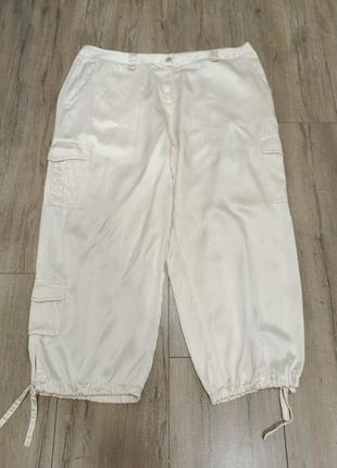 Брюки молочні вкорочені каррі з 100%шовк 16р.