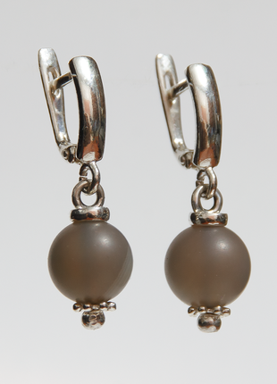 Серебряные сережки с агатом
