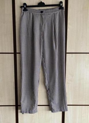 Брюки в клетку с высокой посадкой