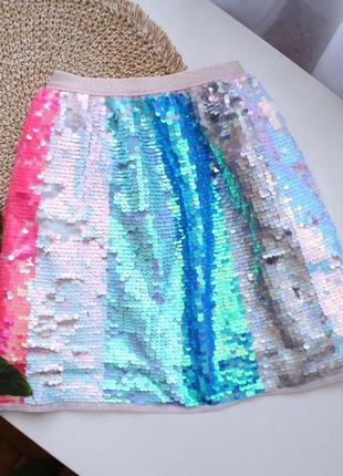 Крутая разноцветная юбка в пайетки h&amp;m 9-10 лет
