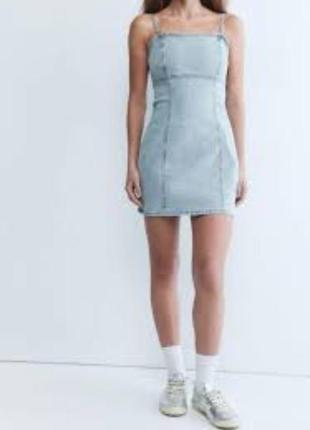 Джинсовый сарафан на бретельках голубого цвета wbj,хлопок 100%.