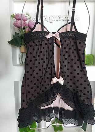 🪻фирменный пеньюар сетка в горохи с подкладкой🪻