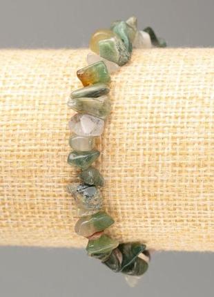 Браслет на резинці з натурального каменю яшма різнокольорова, крихта d-13х4 - 7х3мм+- l-18см