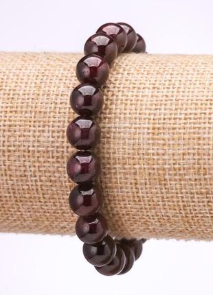 Браслет з каменю гранат гладка кулька d-8,5мм+- l-18см на резинці
