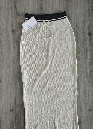 Спідниця нова довга трикотаж біла/бежева 46 р