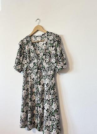 Платье на пуговицах в цветочный принт из натуральной ткани🌿