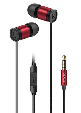 Навушники проводні usams ep-46 mini 3.5mm in-ear earphone 1.2m red hsep4602