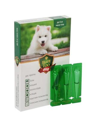 Інсектоакарицидний препарат від бліх та кліщів точкового нанесення для собак elite zoo дог (3 ампули х 0,5 мл)